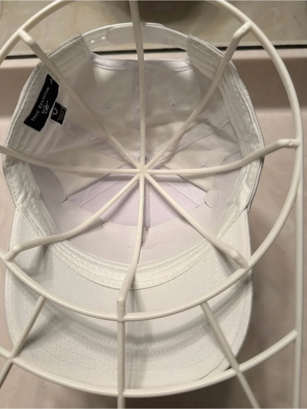 True Religion White Baseball Cap with Black Logo Patch